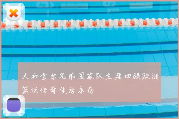 大加索尔兄弟国家队生涯回顾欧洲篮坛传奇佳话永存